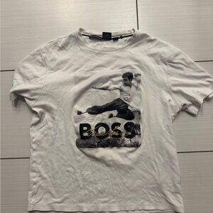 Boss White Graphic Tee with Black Print